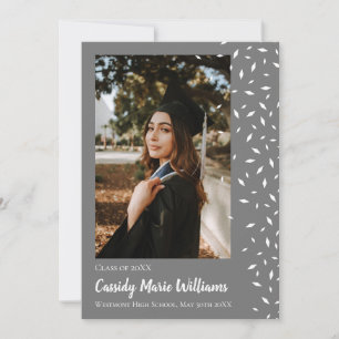 White Grey Confetti Graduation Announcement