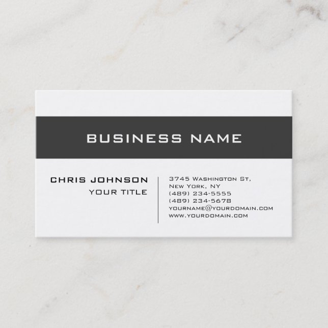 White Grey Contemporary Consultant Business Card (Front)