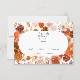 White Grey Copper Floral Botanical Wedding Arch RSVP Card