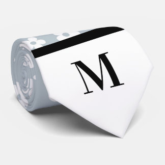 White & Grey Daisies Monogramed Necktie