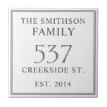 White & Grey Date Established Address House Plaque Ceramic Tile<br><div class="desc">Introducing our sophisticated and sleek white and grey house address plaque, featuring a minimalist design that exudes elegance. This plaque not only displays your house number but also includes the date of establishment, adding a personal touch to your home. Elevate the exterior of your residence with this stylish and timeless...</div>