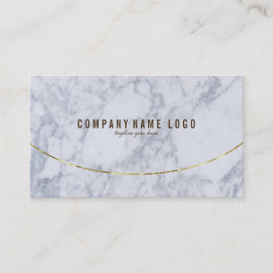 White & Grey Faux Marble Gold Accents Business Card