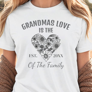 White & Grey Floral Heart Promoted To Grandma T-Shirt