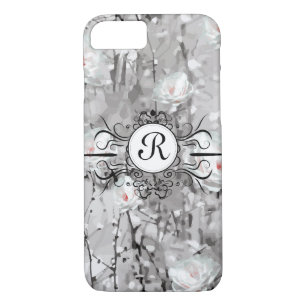 White grey floral pattern elegant  iPhone 8/7 case