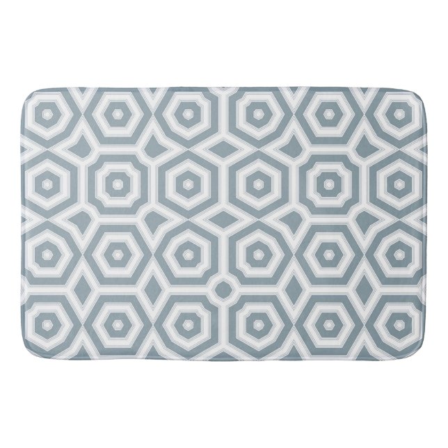 white grey geometric pattern art deco  bath mat (Front)