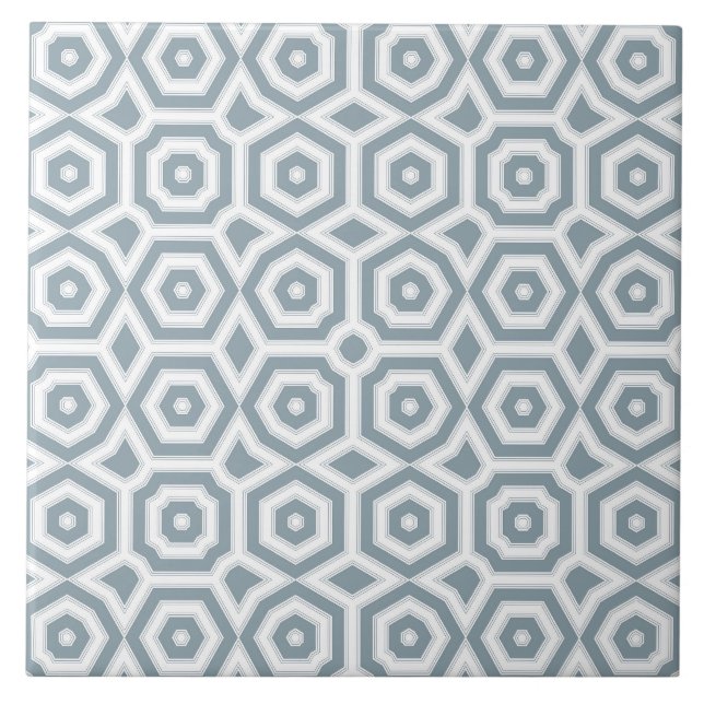 white grey geometric pattern art deco  ceramic tile (Front)