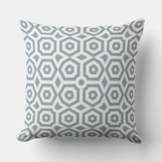 white grey geometric pattern art deco  cushion (Front)