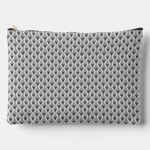 white grey geometric print art deco accessory pouch