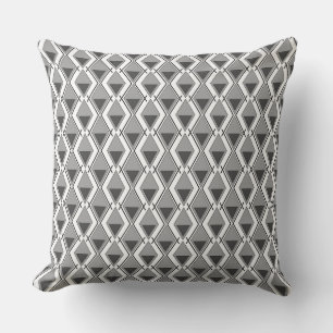 white grey geometric print art deco cushion