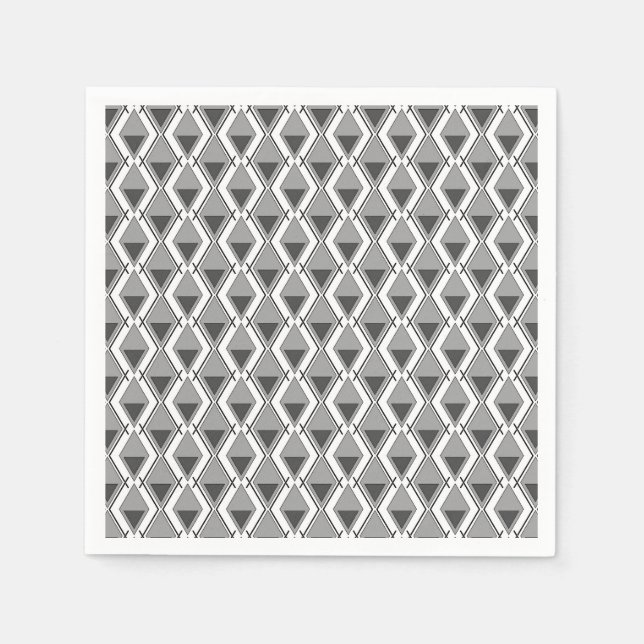white grey geometric print art deco napkin (Front)