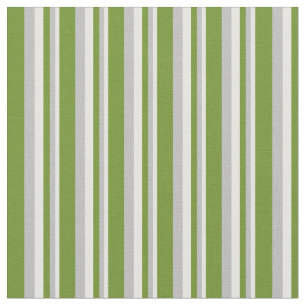 White, Grey & Green Coloured Stripes/Lines Pattern Fabric