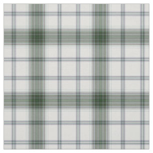White Grey Green Tartan Plaid Fabric