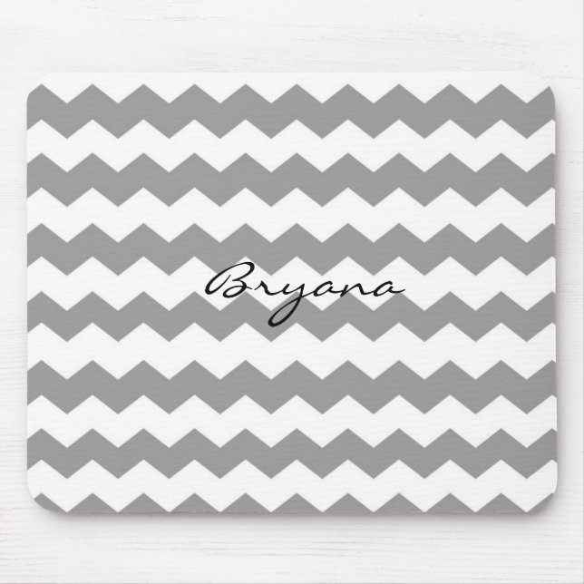 White Grey Grey Chevron Print Modern Mod Mouse Pad (Front)