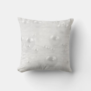 White Grey / Grey Wedding Pearls Cushion