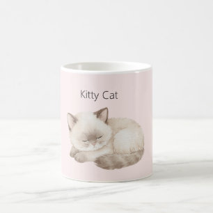 White Grey Kitty Cat Coffee Mug