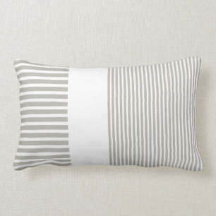 White & Grey Lumbar Lined Pillow