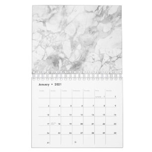 White Grey Marble Classic Elegant Beauty Glitz Calendar