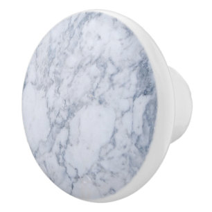 White & Grey Marble Print Ceramic Knob