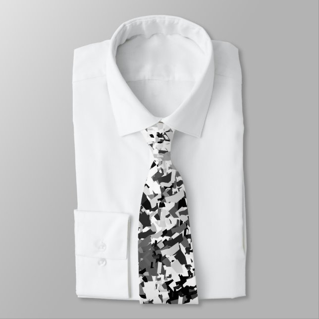 white Grey Mixed With Black Pattern Design Tie (Tied)