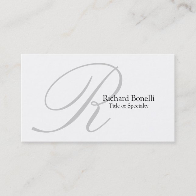 White Grey Monogram Consultant Business Card (Front)
