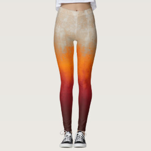 White Grey Orange Red rustic ombre Leggings