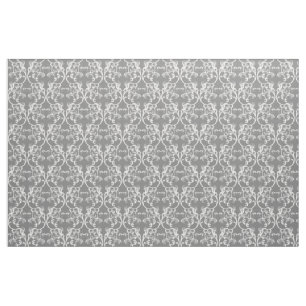 White Grey Parisian Damask Pattern Fabric