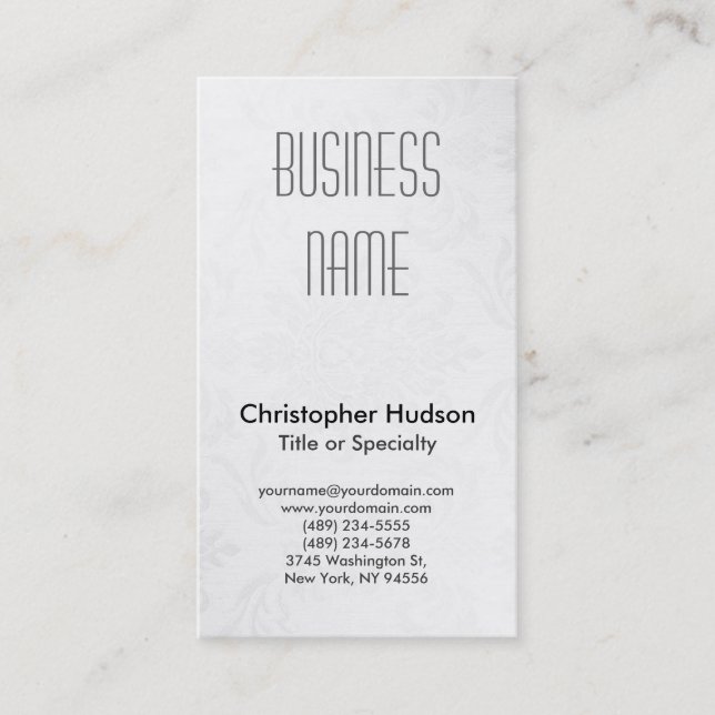 White Grey Pattern Professional Business Card (Front)