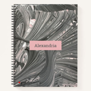White Grey Pink Grey Abstract 3 D Notebook