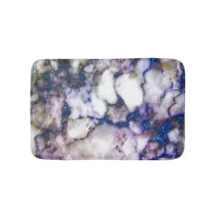 White Grey Pink Marble Stone Blue Glitter Bath Mat