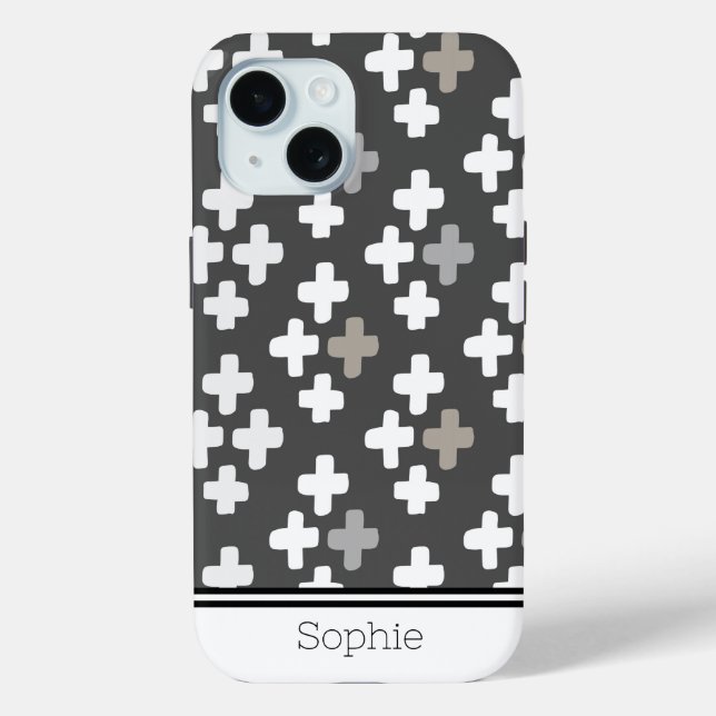 White & Grey Pluses Custom Case-Mate iPhone Case (Back)