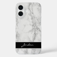 White & Grey Polished Marble Stone with Name