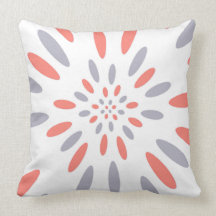 White, Grey & Salmon Colour Throw Pillow