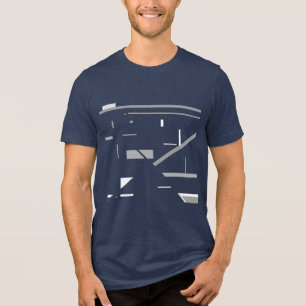 White Grey Scattered Geometric Shapes Abstract Art Tri-Blend Shirt