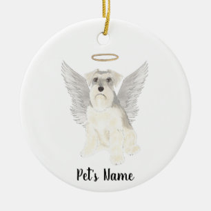 White Grey Schnauzer Sympathy Memorial Ceramic Ornament
