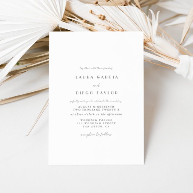 White Grey Script Wedding Invitation (Creator Uploaded)