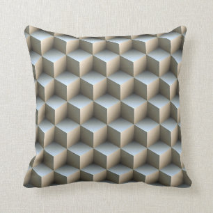 White & Grey Shaded 3D Look Cubes Cushion