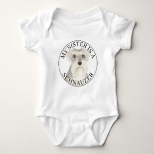 White Grey Silver Schnauzer Dog Big Sister Baby Bodysuit