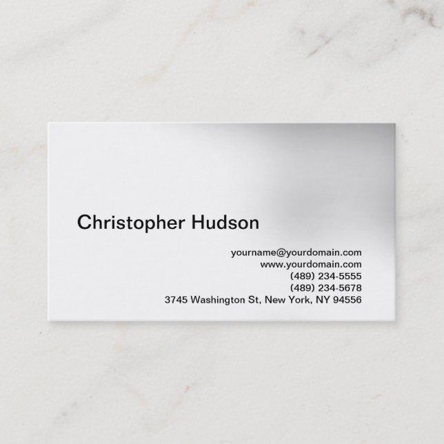 White Grey Simple Plain Business Card (Front)