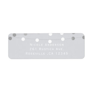 White Grey String Lights Modern Wedding Invitation Return Address Label