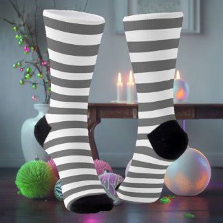 White & Grey Striped Socks