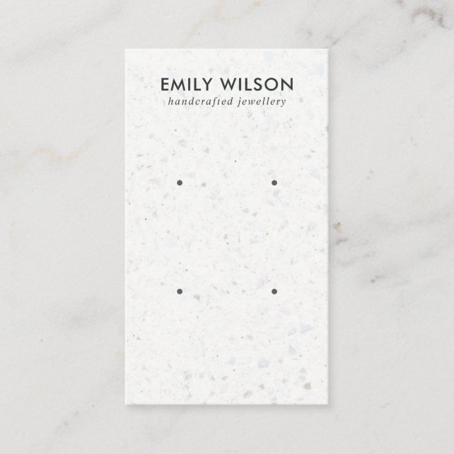 WHITE GREY TERRAZZO 2 STUD EARRING DISPLAY CARD (Front)