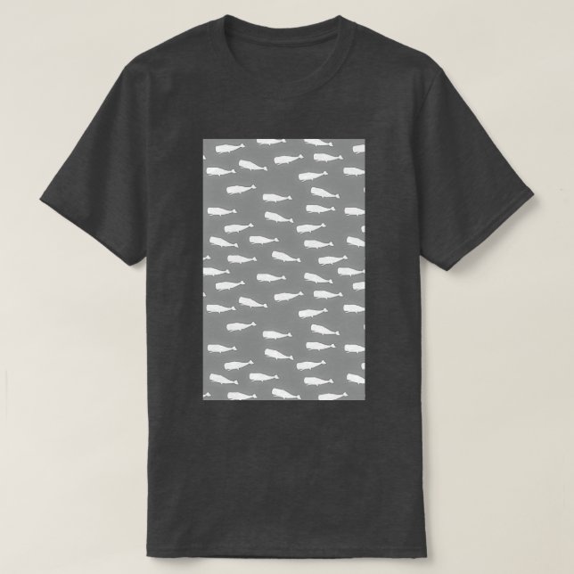 White Grey Whales Pattern T-Shirt (Design Front)