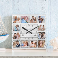 White Grey Wood Custom Photo Collage Elegant
