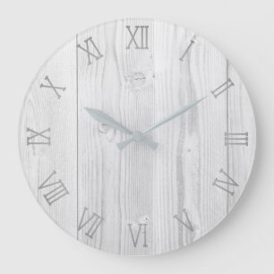 white grey wood large clock