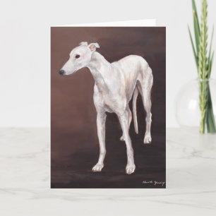 White Greyhound Dog Art Greeting Card