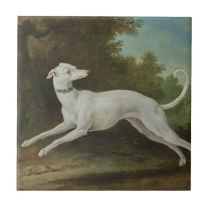 White Greyhound Dog (by Jean-Baptiste Oudry) Ceramic Tile
