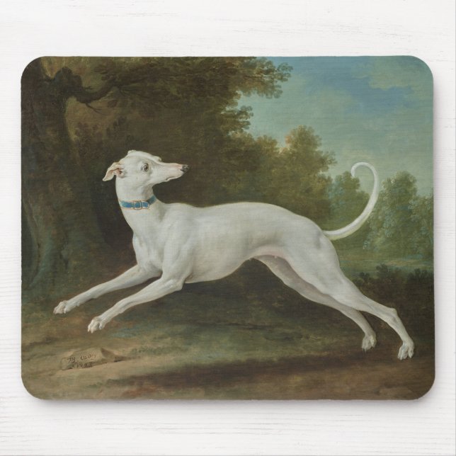 White Greyhound Dog (by Jean-Baptiste Oudry) Mouse Pad (Front)