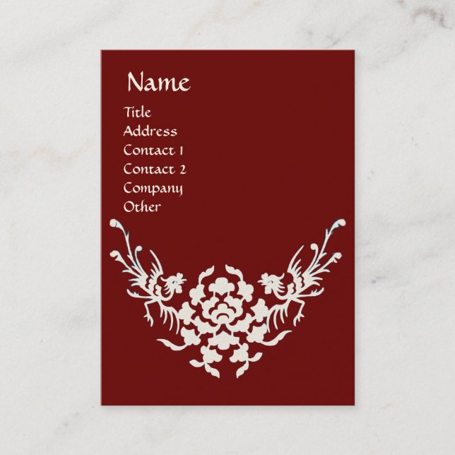 WHITE GRIFFINS MONOGRAM red black Business Card (Front)