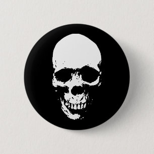 White Grim Reaper Skull 6 Cm Round Badge