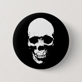 White Grim Reaper Skull 6 Cm Round Badge
